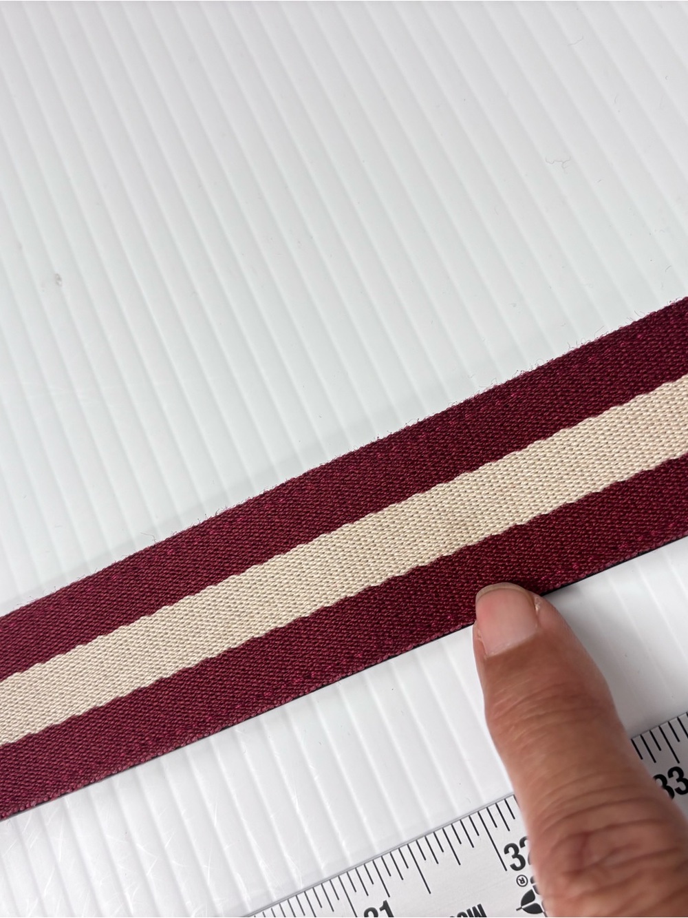 Bally Maroon and Cream Stripe Men’s Belt - Picture 12 of 12